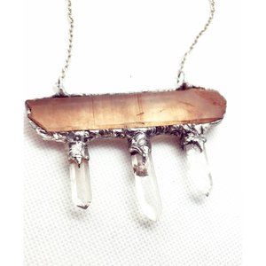 Tangerine quartz statement necklace handmade crystal necklace